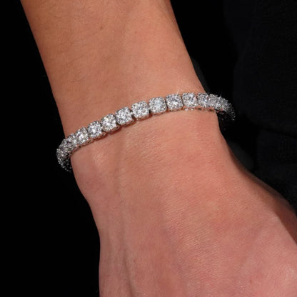 Moissanite - 6 Mm Clustered Tennis Bracelet 14K Gold
