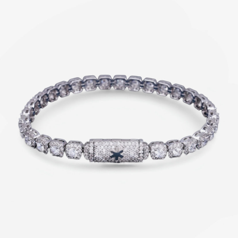 Moissanite - 6 Mm Clustered Tennis Bracelet 14K Gold